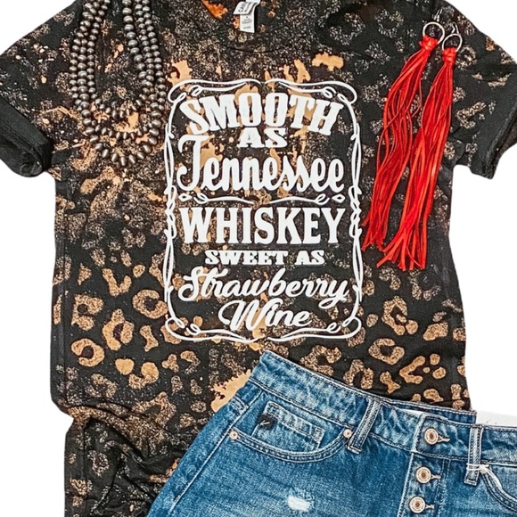 TENNESSEE WHISKEY Leopard Bleach Dye Graphic Tee - Picture 6 of 6